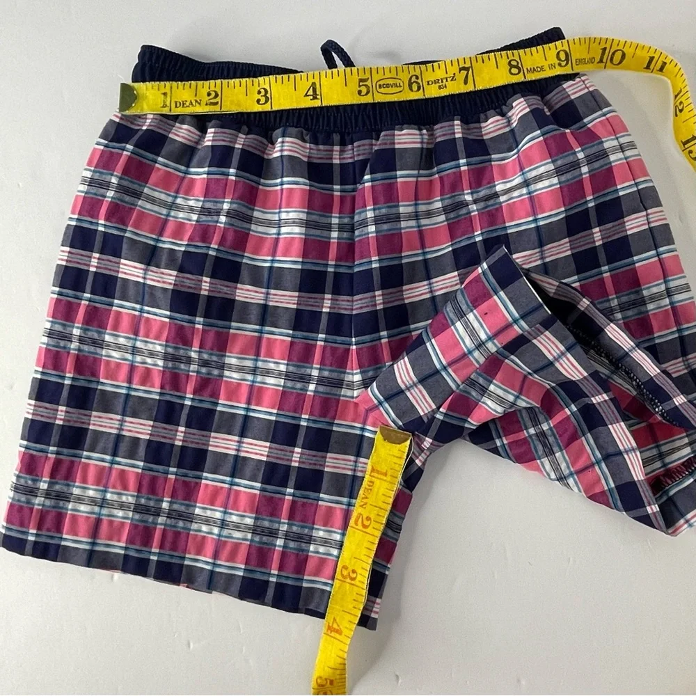Florence Eiseman Boys Seersucker Plaid Swim Trunks Navy Pink 2T
